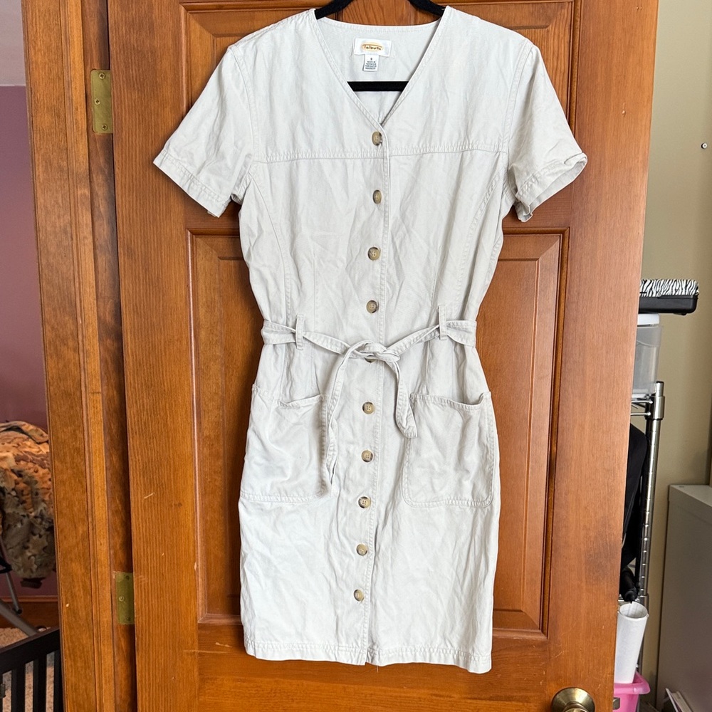 Talbot's Size 8 Khaki  Button-Down Midi Dress